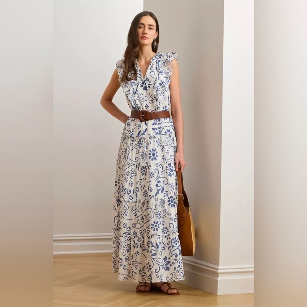 Lauren Ralph Lauren Women's Floral Cotton Voile Tiered Floral Maxi Dress 6 - Picture 3 of 10